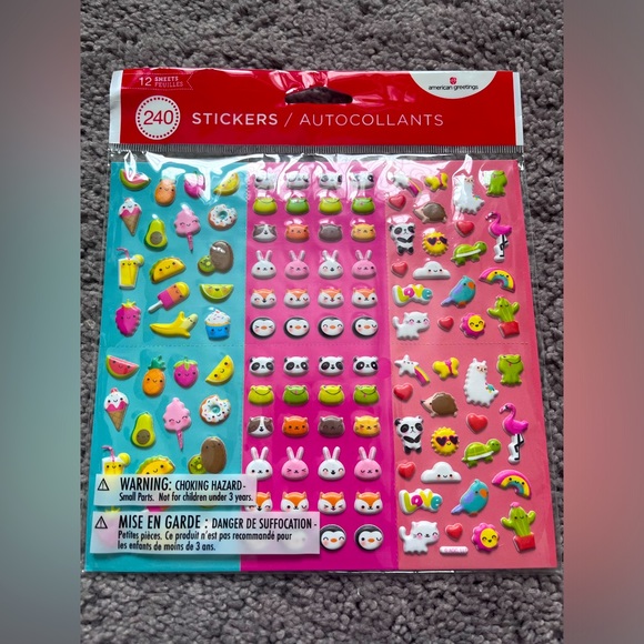 Set of 4 packages of puffy stickers - foods, words, animals, flowers and more - Picture 4 of 7